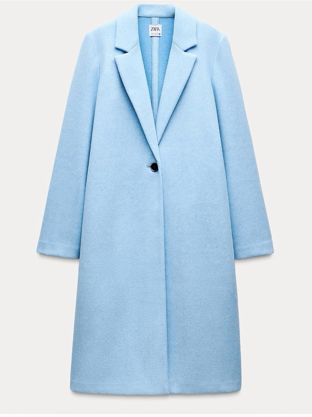 Zara Pastel Blue Single-Button Trench Coat